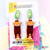 Red Panda Dangle Earrings