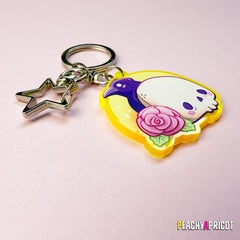 Pastel Goth Skull and Rose Keychain