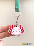 cute axolotl wooden keychain