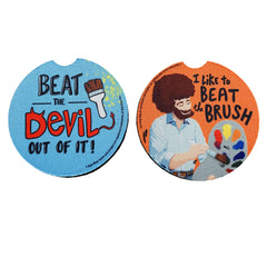 Bob Ross Car Coasters - Beat The Devil - PeachyApricot