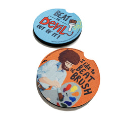 Bob Ross Car Coasters - Beat The Devil - PeachyApricot