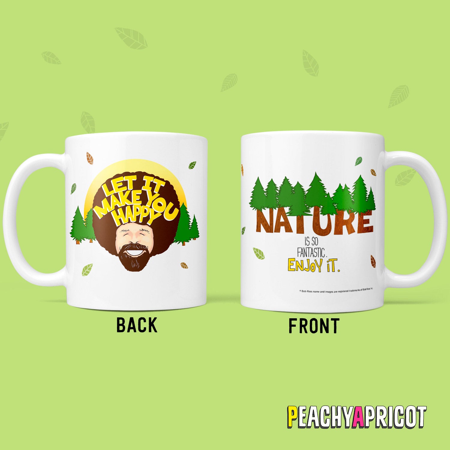 Bob Ross Mug Happy Trees and quote by PeachyApricot