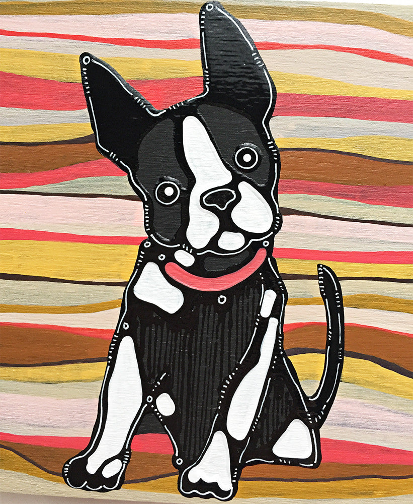 Boston Terrier Painting - PeachyApricot