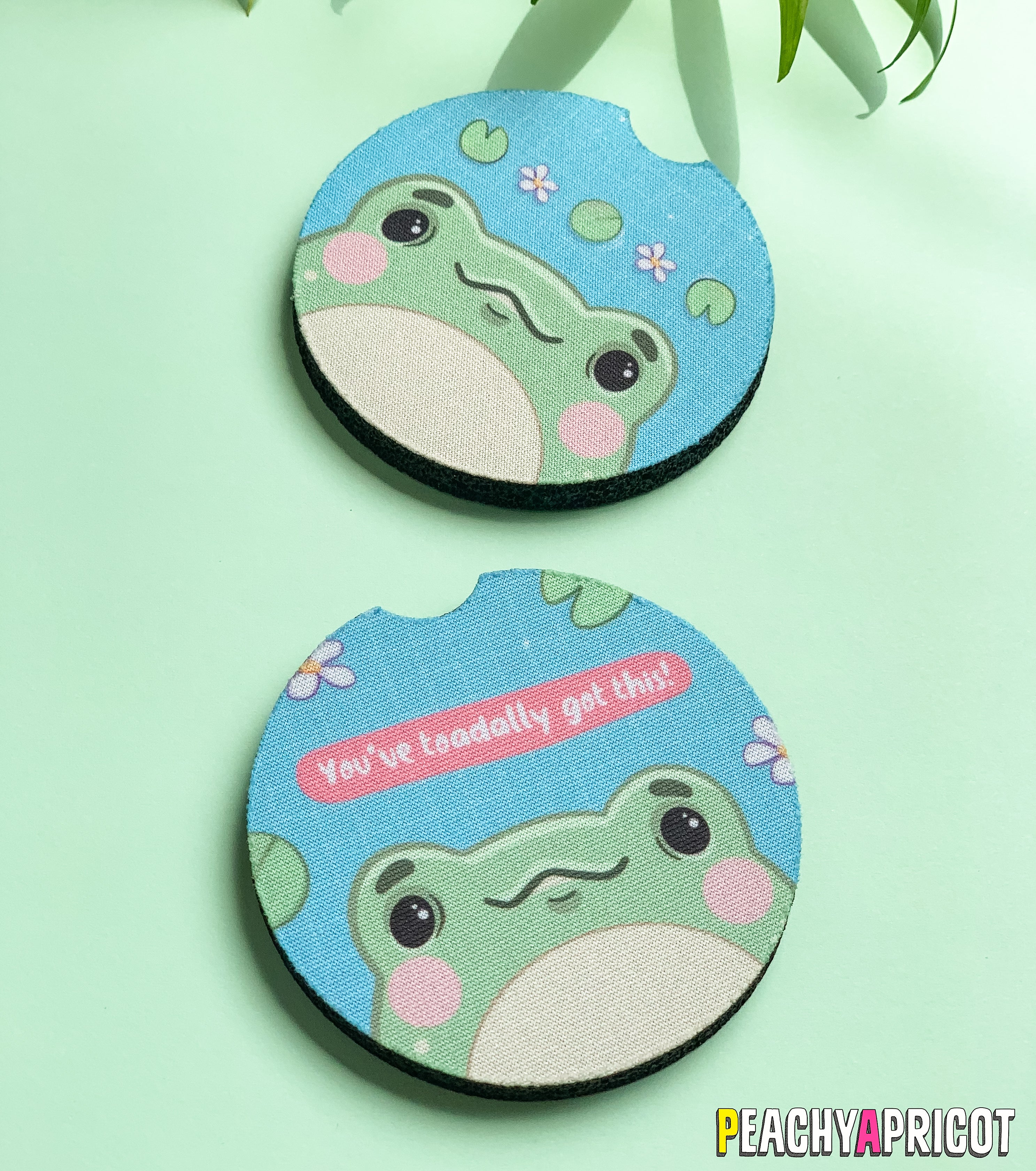 Cute Kawaii Frog Car Coasters Set Of 2