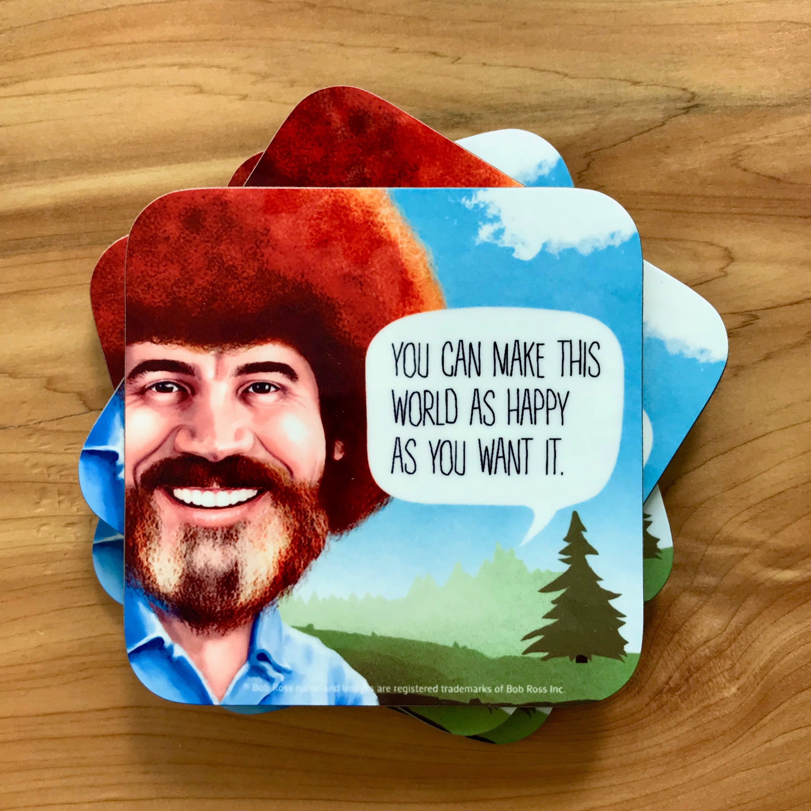 Bob Ross Coasters With Quotes - PeachyApricot