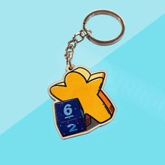 Meeple and Dice Keychain - PeachyApricot
