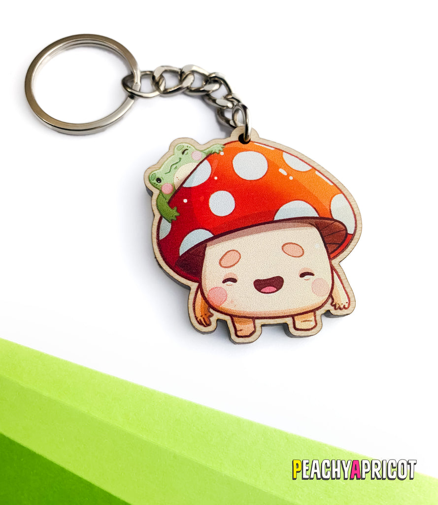 Frog and Mushroom Keychain PeachyApricot