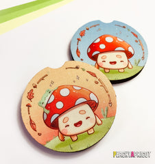 Cute Frog and Mushroom Car Coasters