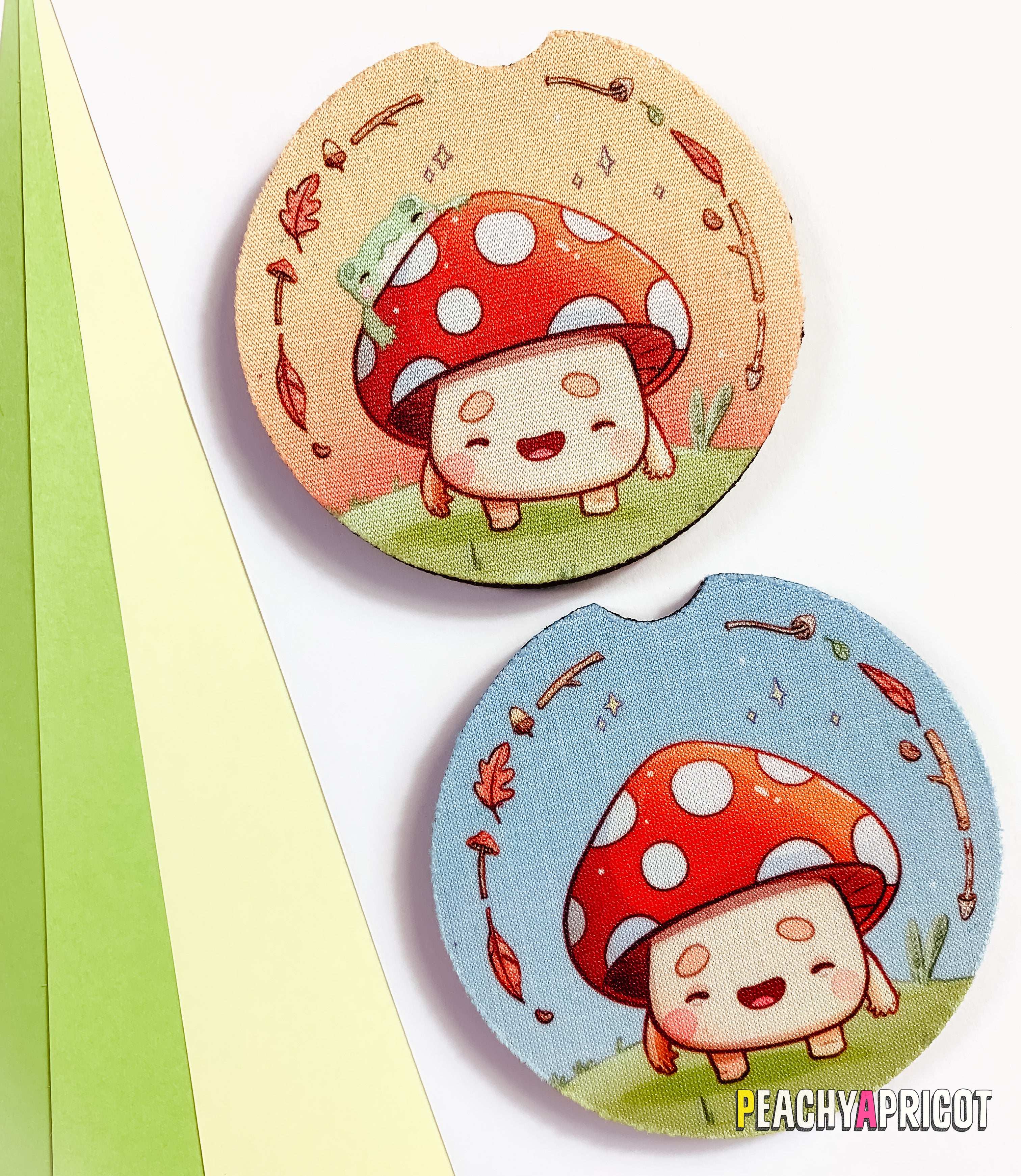 Cute Frog and Mushroom Car Coasters