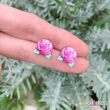 Pink Rose Earrings