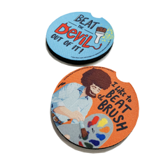 Bob Ross Car Coasters - Beat The Devil - PeachyApricot