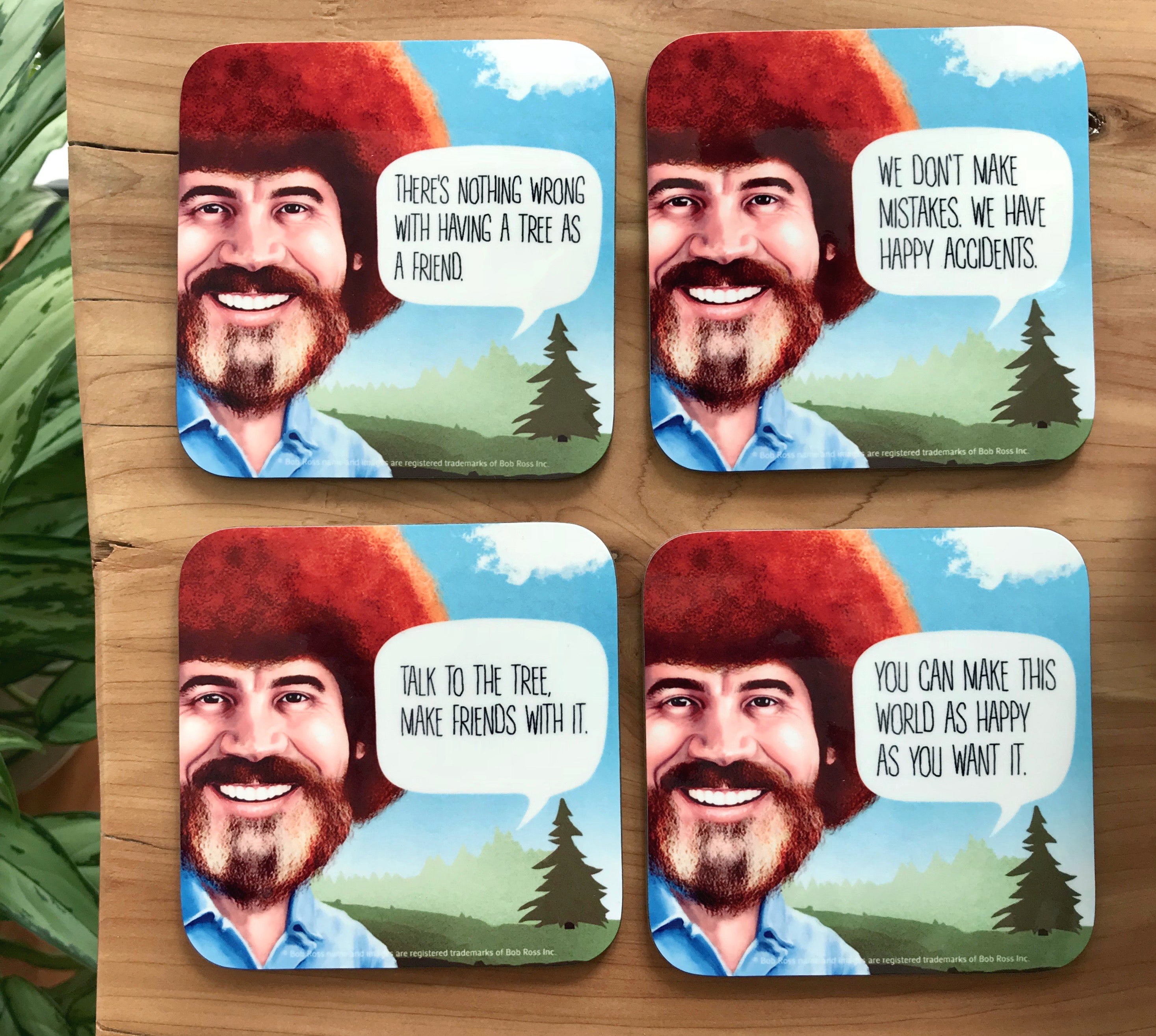Bob Ross Coasters With Quotes - PeachyApricot